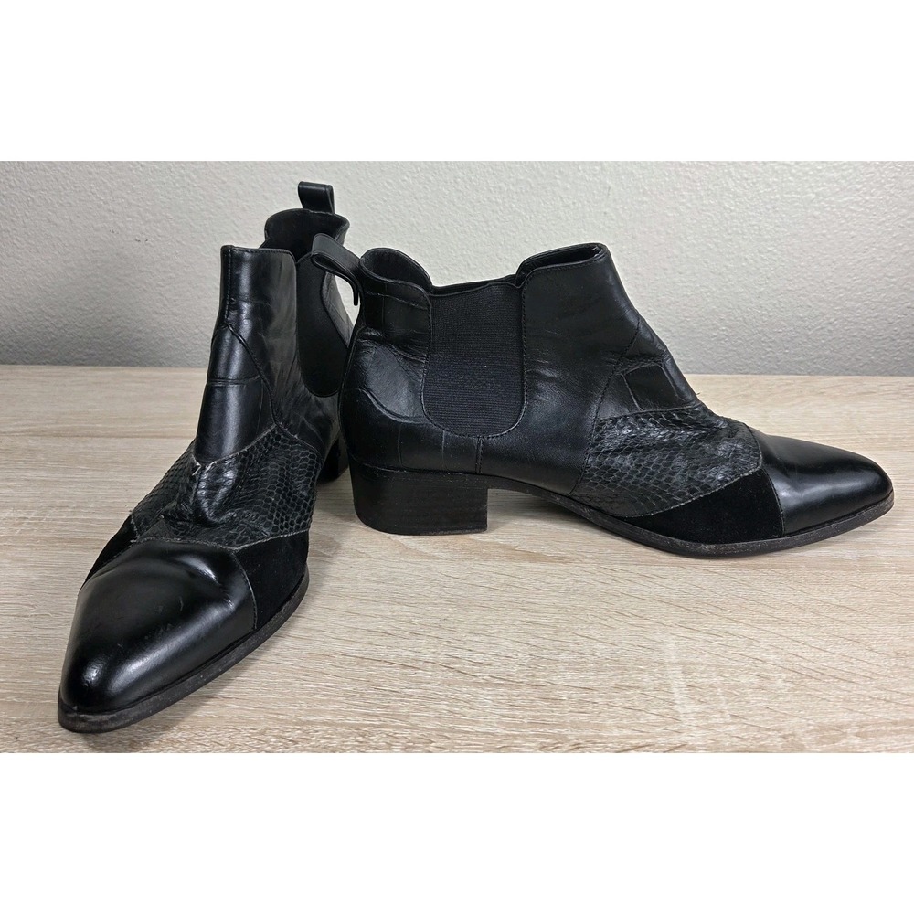 Coach Sample Not For Resale Black Leather Snakeskin Chelsea Ankle Boots 7B